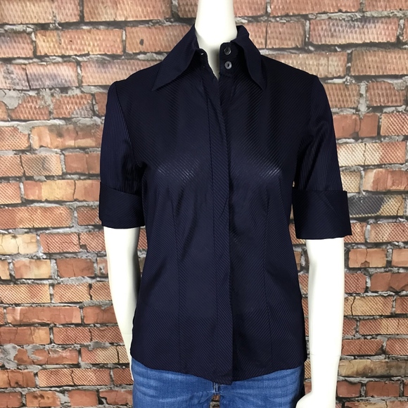 Farinaz Taghavi Short Sleeve Cuffed Top SZ 4 - Picture 3 of 8